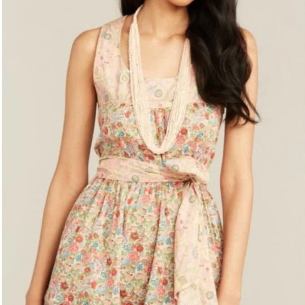 Roller Rabbit Elysian Day Coley Dress belted floral 100% cotton size large L - Picture 7 of 10